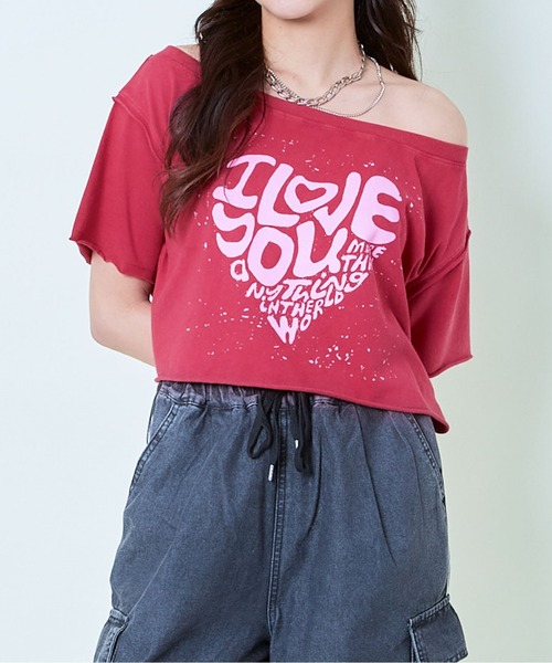 GORGE(ゴージ)の「《ケミカル×ゆるショル》ハートロゴクロップTシャツ(Tシャツ/カットソー・レディース・ブラック/ブルー/ピンク・F)」の14枚目の写真