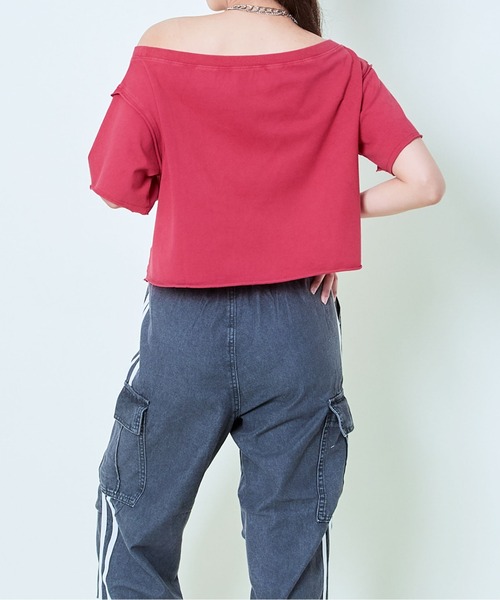 GORGE(ゴージ)の「《ケミカル×ゆるショル》ハートロゴクロップTシャツ(Tシャツ/カットソー・レディース・ブラック/ブルー/ピンク・F)」の7枚目の写真