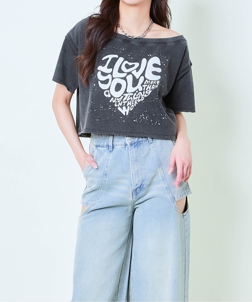 セール】《ケミカル×ゆるショル》ハートロゴクロップTシャツ（T