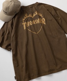 【70】【THRASHER/スラッシャー】ピグメント加工 ファイヤー ハートロゴ Tシャツ/バックプリント/26SS新色追加