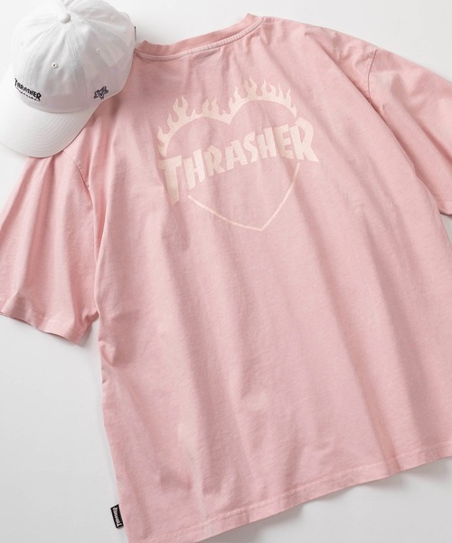 THRASHER(スラッシャー)の「【70】【THRASHER/スラッシャー】ピグメント加工 ファイヤー ハートロゴ Tシャツ/バックプリント/26SS新色追加(Tシャツ/カットソー・レディース・サックスブルー/チャコールグレー/グレー/ピンク/ブラウン/ダークグレー/グレー系その他・M/L/XL)」の7枚目の写真