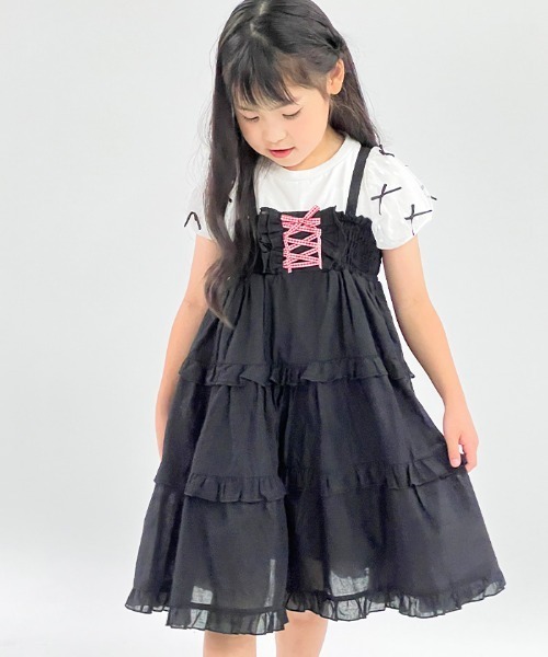 axes femme（アクシーズファム）の「リボンチュール袖Ｔシャツ（Tシャツ/カットソー・キッズ・ホワイト/ブラック・MEDIUM/LARGE/X-LARGE）」の9枚目の写真