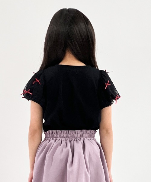 axes femme（アクシーズファム）の「リボンチュール袖Ｔシャツ（Tシャツ/カットソー・キッズ・ホワイト/ブラック・MEDIUM/LARGE/X-LARGE）」の13枚目の写真
