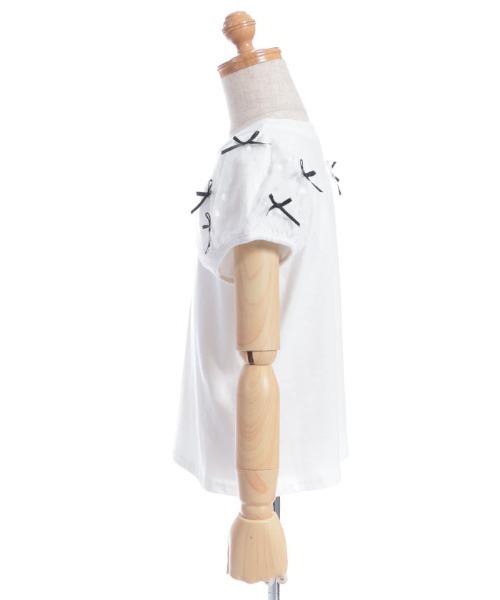 axes femme（アクシーズファム）の「リボンチュール袖Ｔシャツ（Tシャツ/カットソー・キッズ・ホワイト/ブラック・MEDIUM/LARGE/X-LARGE）」の19枚目の写真