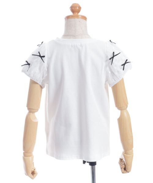 axes femme（アクシーズファム）の「リボンチュール袖Ｔシャツ（Tシャツ/カットソー・キッズ・ホワイト/ブラック・MEDIUM/LARGE/X-LARGE）」の20枚目の写真