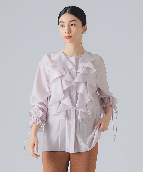 EFFE BEAMS(エッフェビームス)の「フリル オーガンジー ブラウス(シャツ/ブラウス・レディース・ネイビー/ピンク/オフホワイト・38/36)」の9枚目の写真