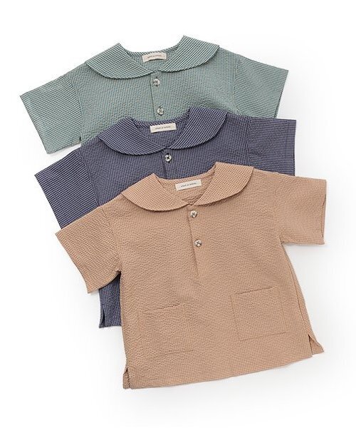 sense of wonder（センスオブワンダー）の「サッカーギンガムセーラーシャツ【日本製】（シャツ/ブラウス・キッズ・グリーン/オレンジ/プラム・90cm/110cm/130cm/100cm/120cm）」の11枚目の写真