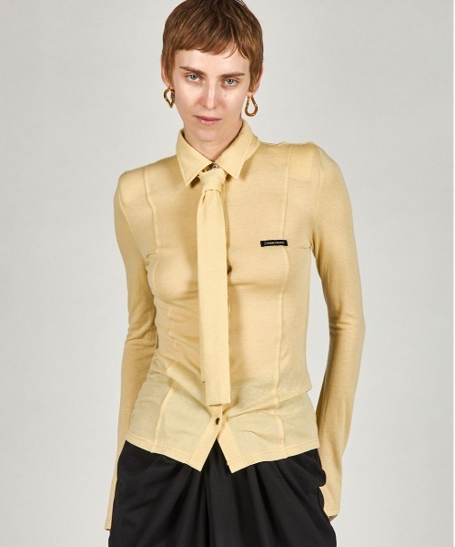 PRANK PROJECT（プランクプロジェクト）の「【Pre-Order】ネクタイスリムシャツ / Necktie Slim Shirt（その他トップス・レディース・ライトブルー/ライトイエロー/チャコールグレー・FREE）」の3枚目の写真