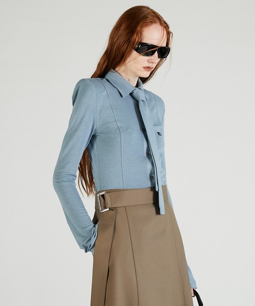 PRANK PROJECT（プランクプロジェクト）の「【Pre-Order】ネクタイスリムシャツ / Necktie Slim Shirt（その他トップス・レディース・ライトブルー/ライトイエロー/チャコールグレー・FREE）」の18枚目の写真