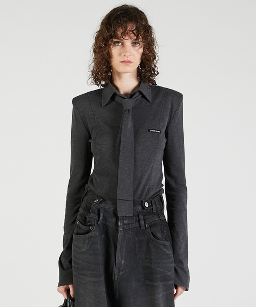 PRANK PROJECT（プランクプロジェクト）の「【Pre-Order】ネクタイスリムシャツ / Necktie Slim Shirt（その他トップス・レディース・ライトブルー/ライトイエロー/チャコールグレー・FREE）」の19枚目の写真