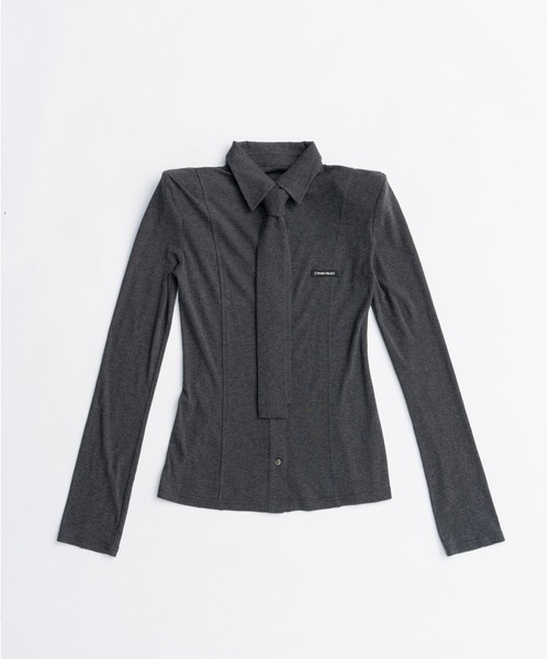 PRANK PROJECT（プランクプロジェクト）の「【Pre-Order】ネクタイスリムシャツ / Necktie Slim Shirt（その他トップス・レディース・ライトブルー/ライトイエロー/チャコールグレー・FREE）」の4枚目の写真