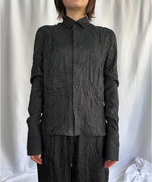 G.V.G.V.(ジーヴィージーヴィー)の「WRINKLE SATIN SHIRT(シャツ/ブラウス・レディース・ブラック/セージグリーン・ONE SIZE)」の2枚目の写真