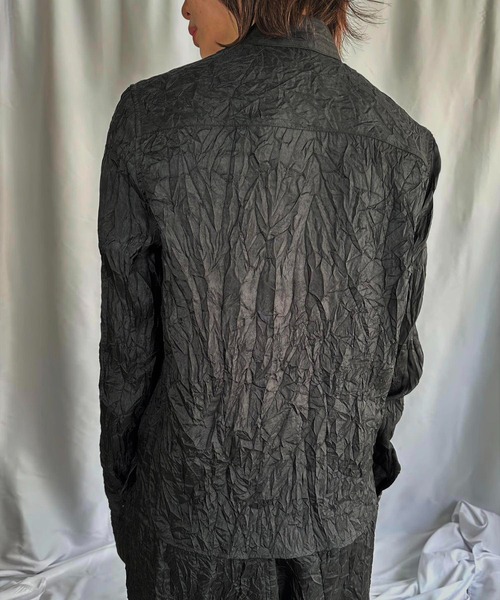G.V.G.V.(ジーヴィージーヴィー)の「WRINKLE SATIN SHIRT(シャツ/ブラウス・レディース・ブラック/セージグリーン・ONE SIZE)」の4枚目の写真