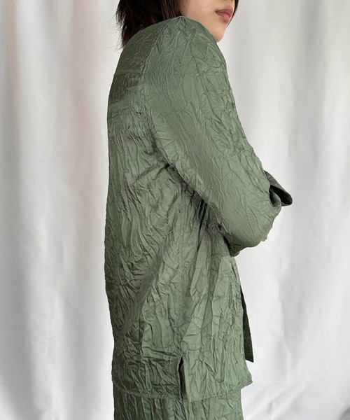 G.V.G.V.(ジーヴィージーヴィー)の「WRINKLE SATIN SHIRT(シャツ/ブラウス・レディース・ブラック/セージグリーン・ONE SIZE)」の8枚目の写真