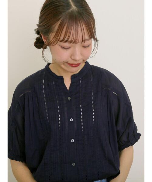 Samansa Mos2（サマンサ モスモス）の「インドピンタック+はしごレースブラウス（シャツ/ブラウス・レディース・レッド/オフホワイト/ネイビー/グリーン・F）」の4枚目の写真