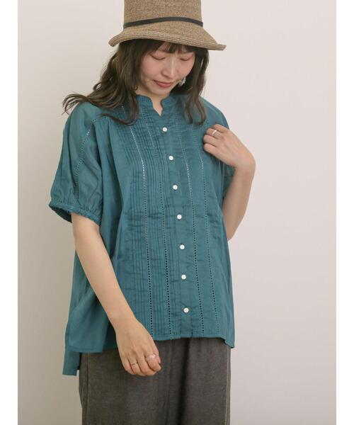 Samansa Mos2（サマンサ モスモス）の「インドピンタック+はしごレースブラウス（シャツ/ブラウス・レディース・レッド/オフホワイト/ネイビー/グリーン・F）」の3枚目の写真