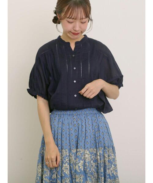 Samansa Mos2（サマンサ モスモス）の「インドピンタック+はしごレースブラウス（シャツ/ブラウス・レディース・レッド/オフホワイト/ネイビー/グリーン・F）」の5枚目の写真