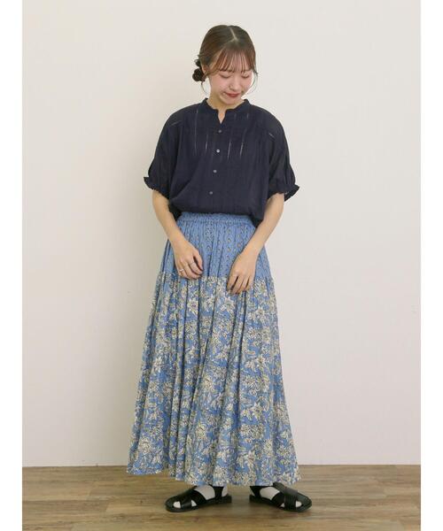 Samansa Mos2（サマンサ モスモス）の「インドピンタック+はしごレースブラウス（シャツ/ブラウス・レディース・レッド/オフホワイト/ネイビー/グリーン・F）」の8枚目の写真