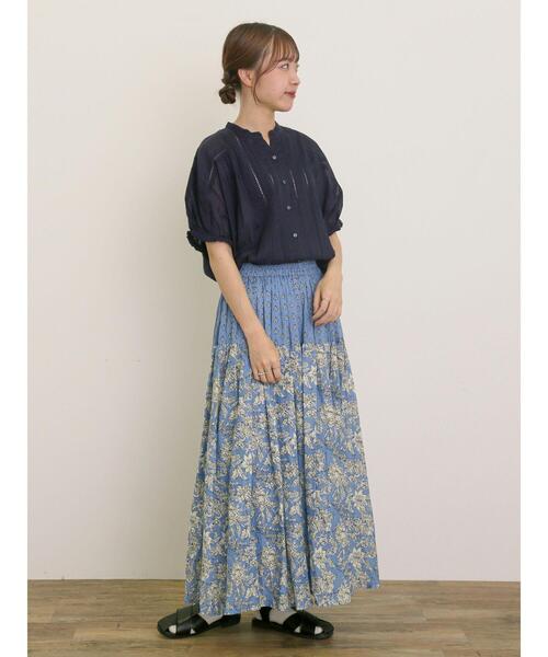 Samansa Mos2（サマンサ モスモス）の「インドピンタック+はしごレースブラウス（シャツ/ブラウス・レディース・レッド/オフホワイト/ネイビー/グリーン・F）」の9枚目の写真