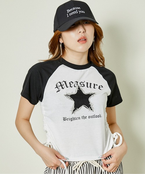 GORGE(ゴージ)の「《サイドギャザー×スターワッペン》ラグランT(Tシャツ/カットソー・レディース・ボルドー/スミクロ/ブラック・F)」の2枚目の写真
