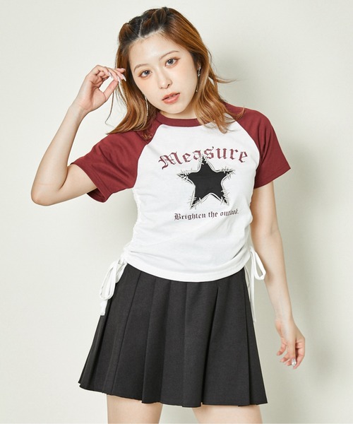 GORGE(ゴージ)の「《サイドギャザー×スターワッペン》ラグランT(Tシャツ/カットソー・レディース・ボルドー/スミクロ/ブラック・F)」の8枚目の写真