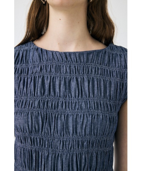 MOUSSY(マウジー)の「【EC・一部店舗限定】SHIRRING GATHER サマードレス(ワンピース・レディース・ブルー/ブラック・1/2)」の8枚目の写真