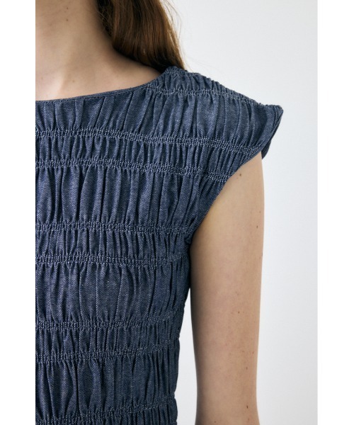 MOUSSY(マウジー)の「【EC・一部店舗限定】SHIRRING GATHER サマードレス(ワンピース・レディース・ブルー/ブラック・1/2)」の10枚目の写真