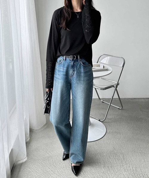 GeeRA（ジーラ）の「袖レーススラブシアーカットソー（Tシャツ/カットソー・レディース・オフホワイト/ブラック・MEDIUM/LARGE/X-LARGE）」の8枚目の写真