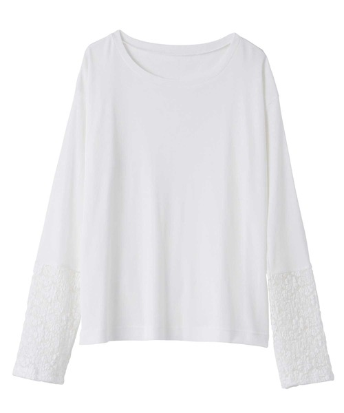 GeeRA（ジーラ）の「袖レーススラブシアーカットソー（Tシャツ/カットソー・レディース・オフホワイト/ブラック・MEDIUM/LARGE/X-LARGE）」の13枚目の写真