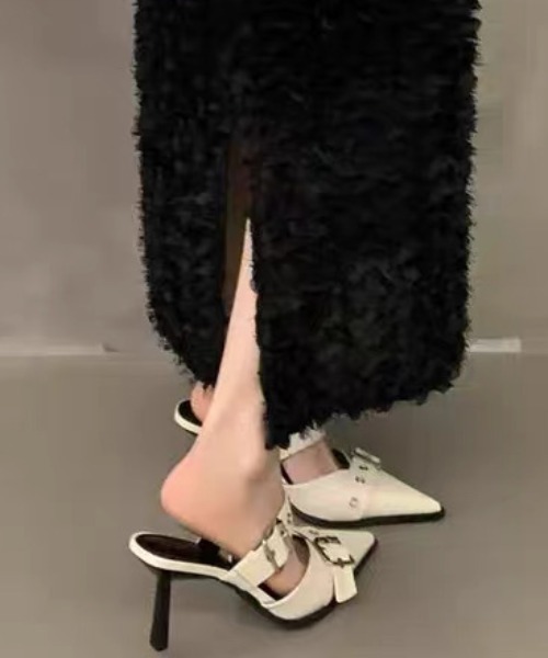 ampm（エーエムピーエム）の「バックルストラップポインテッドミュールパンプス（パンプス・レディース・ホワイト/ブラック・35/36/37/38/39/40）」の21枚目の写真