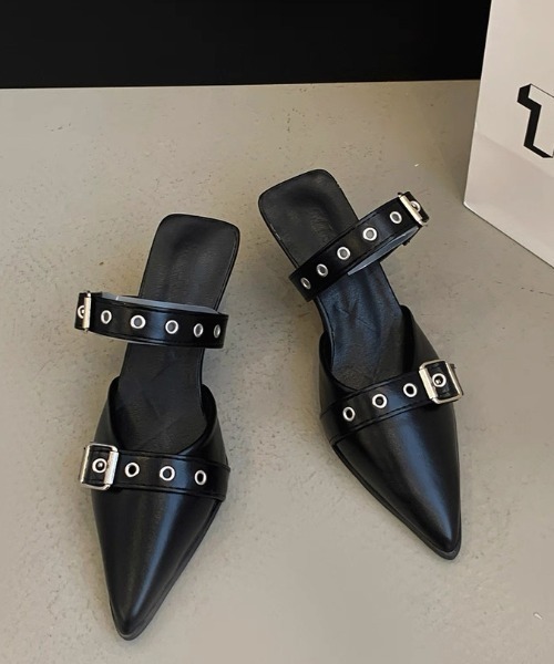 ampm（エーエムピーエム）の「バックルストラップポインテッドミュールパンプス（パンプス・レディース・ホワイト/ブラック・35/36/37/38/39/40）」の14枚目の写真