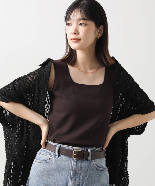 Gready Brilliant（グレディブリリアン）の「スクエアＶ２ＷＡＹタンク（タンクトップ・レディース・ブラウン/ブラック×ベージュ/オフホワイト/モカ/ブラック×ホワイト・FREE）」の12枚目の写真