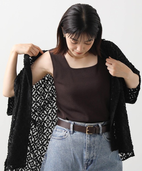 Gready Brilliant（グレディブリリアン）の「スクエアＶ２ＷＡＹタンク（タンクトップ・レディース・ブラウン/ブラック×ベージュ/オフホワイト/モカ/ブラック×ホワイト・FREE）」の13枚目の写真