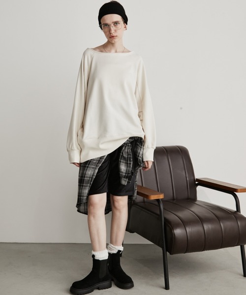 ボートネック裏毛プルオーバー ボートネック裏毛オーバーサイズプルオーバー（スウェット）｜Auntie