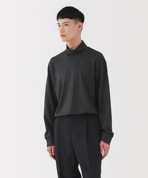 MUJI Labo（ムジラボ）の「〔MUJI Labo〕紳士　昔ながらの製法で編み立てた天竺ハイネック長袖Ｔシャツ（Tシャツ/カットソー・メンズ・ブラウン/ダークグレー・M/L/XL）」の3枚目の写真