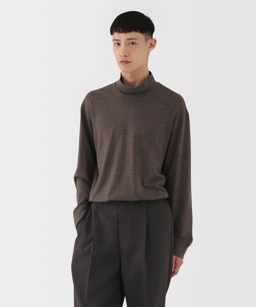 MUJI Labo（ムジラボ）の「〔MUJI Labo〕紳士　昔ながらの製法で編み立てた天竺ハイネック長袖Ｔシャツ（Tシャツ/カットソー・メンズ・ブラウン/ダークグレー・M/L/XL）」の10枚目の写真