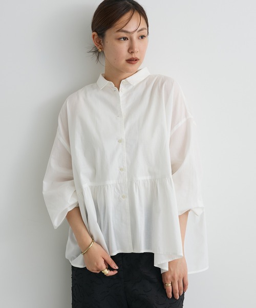 CRAFT STANDARD BOUTIQUE（クラフトスタンダードブティック）の「ペプラム長袖ブラウス◇（シャツ/ブラウス・レディース・イエロー/ブラウン/ブラック系その他2/ブラック/オフホワイト・FREE）」の2枚目の写真