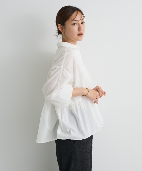 CRAFT STANDARD BOUTIQUE（クラフトスタンダードブティック）の「ペプラム長袖ブラウス◇（シャツ/ブラウス・レディース・イエロー/ブラウン/ブラック系その他2/ブラック/オフホワイト・FREE）」の22枚目の写真