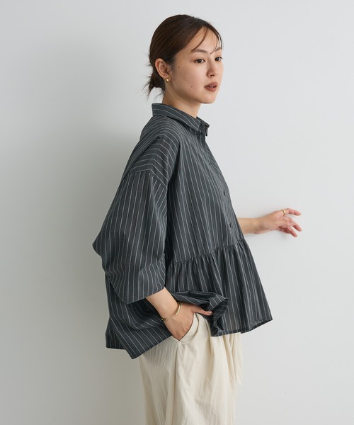 CRAFT STANDARD BOUTIQUE（クラフトスタンダードブティック）の「ペプラム長袖ブラウス◇（シャツ/ブラウス・レディース・イエロー/ブラウン/ブラック系その他2/ブラック/オフホワイト・FREE）」の7枚目の写真