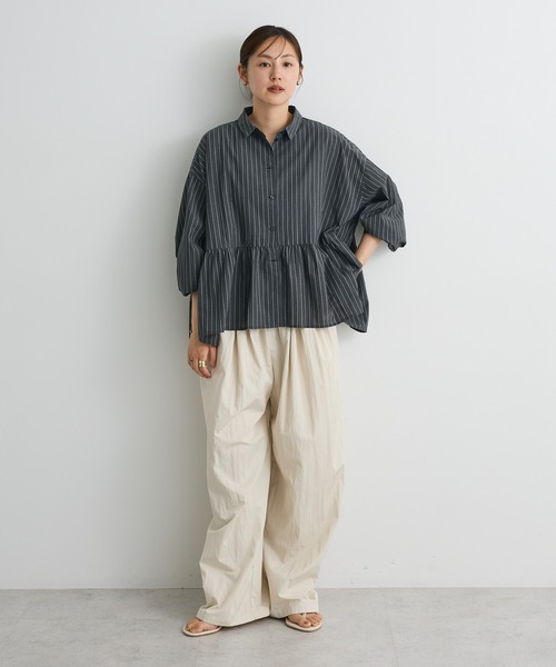 CRAFT STANDARD BOUTIQUE（クラフトスタンダードブティック）の「ペプラム長袖ブラウス◇（シャツ/ブラウス・レディース・イエロー/ブラウン/ブラック系その他2/ブラック/オフホワイト・FREE）」の9枚目の写真