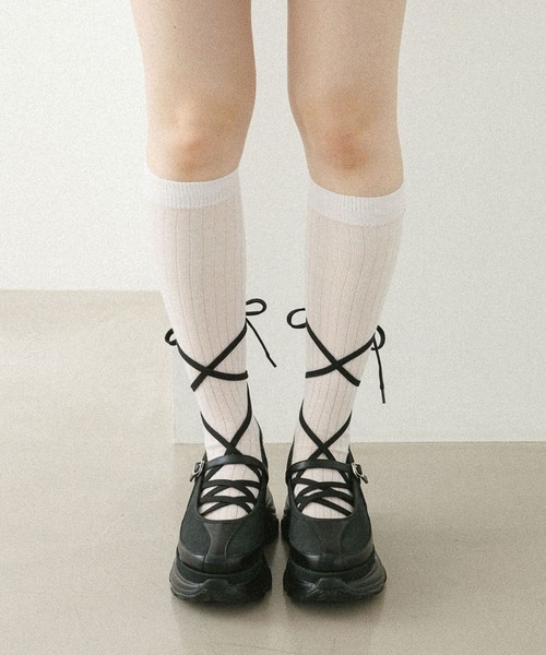 Heather(ヘザー)の「パーツ付きハイSOX 586966(ソックス/靴下・レディース・オフホワイト/ブラック/グレー・FREE)」の8枚目の写真