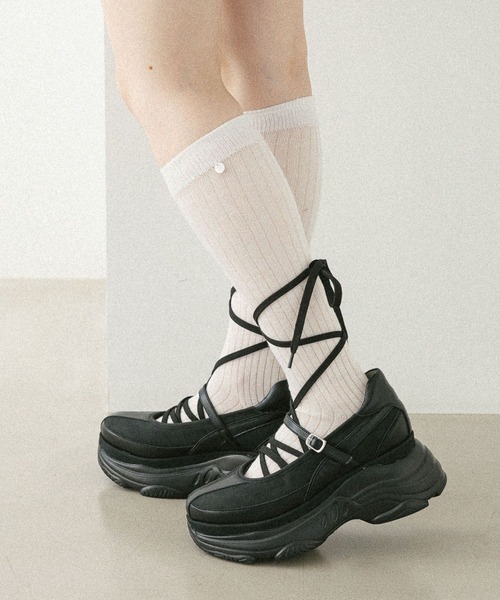 Heather(ヘザー)の「パーツ付きハイSOX 586966(ソックス/靴下・レディース・オフホワイト/ブラック/グレー・FREE)」の9枚目の写真