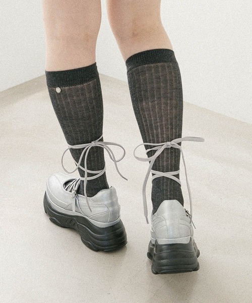 Heather(ヘザー)の「パーツ付きハイSOX 586966(ソックス/靴下・レディース・オフホワイト/ブラック/グレー・FREE)」の12枚目の写真