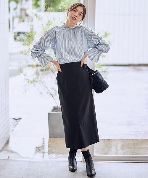 ANY（エニィ）の「【ウエストゴム】ベイカースカート（スカート・レディース・ブラック系/黄土色系/カーキ系/グレー系・SMALL/MEDIUM/LARGE）」の16枚目の写真