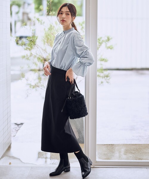 ANY（エニィ）の「【ウエストゴム】ベイカースカート（スカート・レディース・ブラック系/黄土色系/カーキ系/グレー系・SMALL/MEDIUM/LARGE）」の17枚目の写真