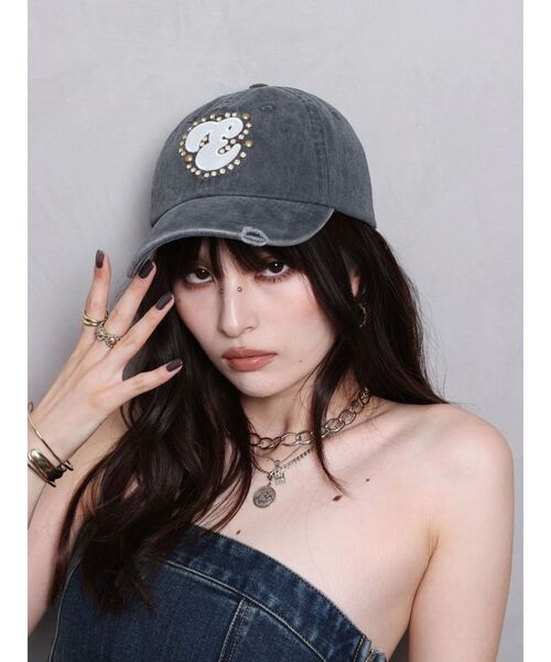 EVRIS（エヴリス）の「モチーフデニムキャップ（キャップ・レディース・ブラック・FREE）」の4枚目の写真