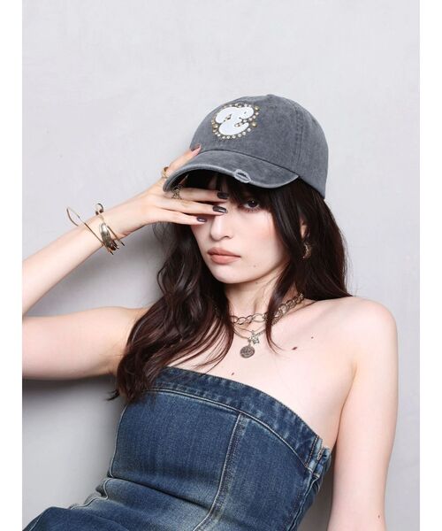 EVRIS（エヴリス）の「モチーフデニムキャップ（キャップ・レディース・ブラック・FREE）」の5枚目の写真