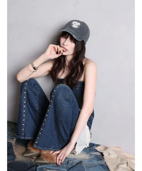 EVRIS（エヴリス）の「モチーフデニムキャップ（キャップ・レディース・ブラック・FREE）」の6枚目の写真