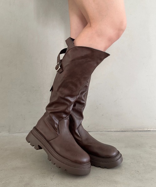 MYMOOD.(マイムード)の「ベルトロングブーツ(ブーツ・レディース・ブラウン/ブラック・24.5cm/23.5cm)」の7枚目の写真