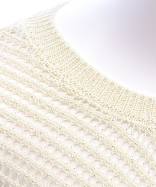 CLEAR BASIC（クリアベーシック）の「ラメメッシュニットプルオーバー［骨格ウェーブ／フェミニン／大人かわいい／きれいめカジュアル］（ニット/セーター・レディース・アイボリー/グリーン/モカ・F）」の8枚目の写真